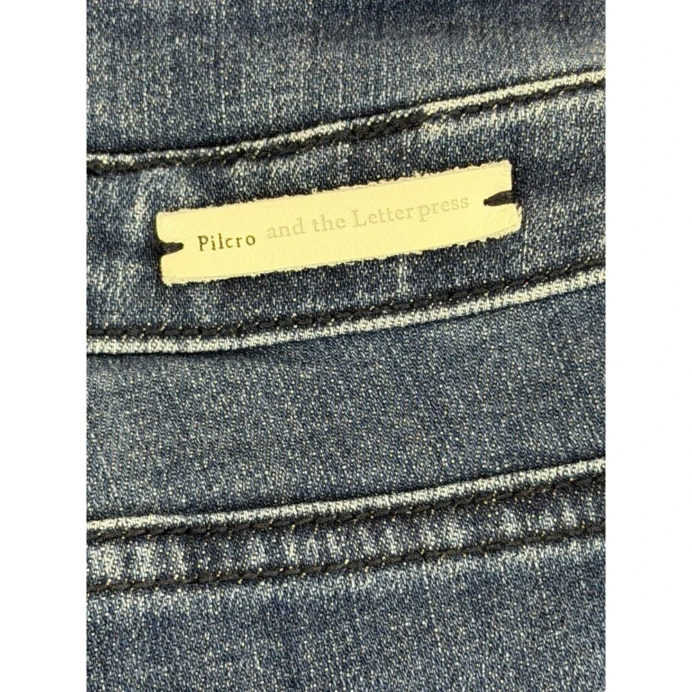 Pilcro Anthropologie High Rise Slim Denim Shorts Size 26 Button Fly Blue Wash - Picture 7 of 9